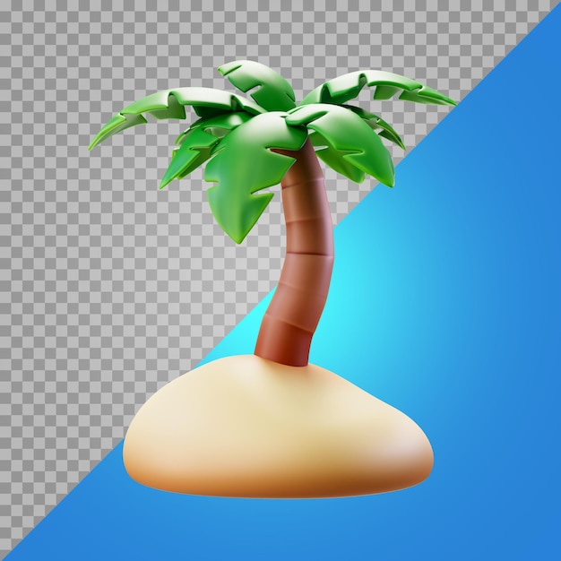 3d Render Illustration Palm Tree With Green Leaves On Beach Sand