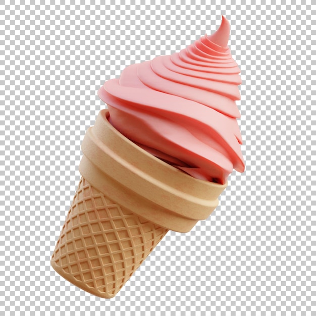 3D Render illustration pink ice cream isolated premium psd