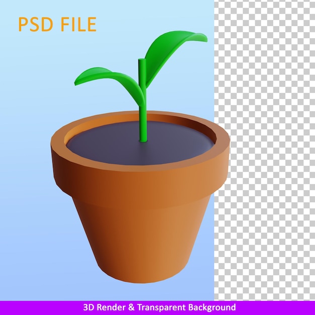 3d render illustration plants grow