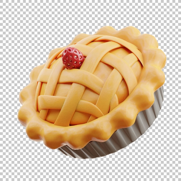 3D Render illustration sweet strawberry pie isolated premium psd