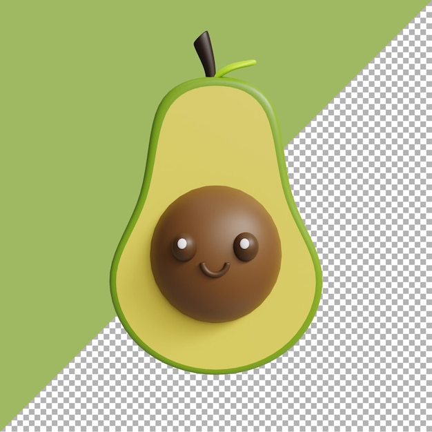 3D render illustration of world smile day cute avocado cartoon