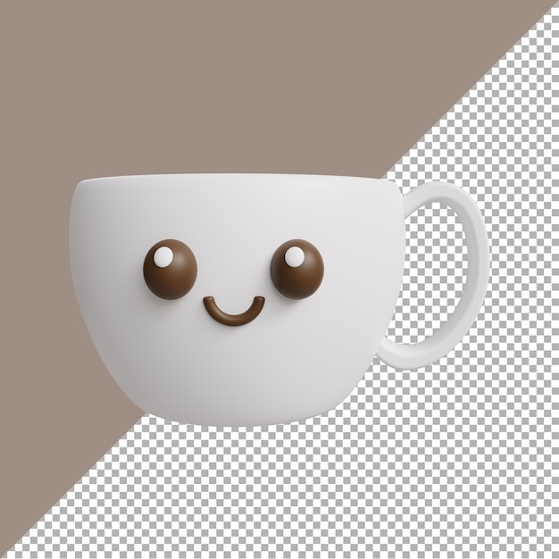 3D render illustration of world smile day cute a cup cartoon