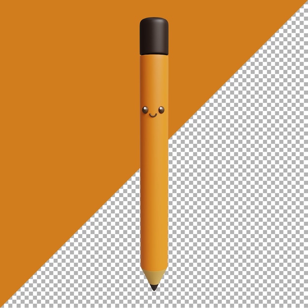 3D render illustration of world smile day cute pencils cartoon