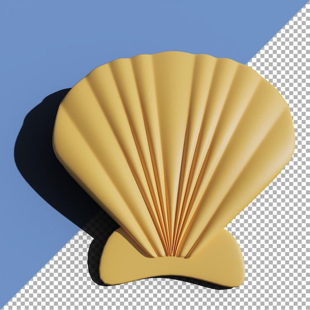 3D render illustration yellow sea shell cartoon