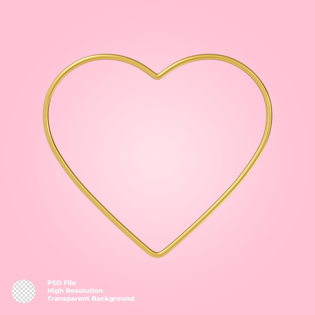 3d render image of gold heart frame