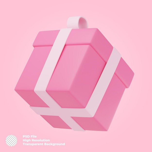 3d render image of short pink colored gift box