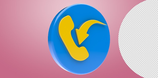 3D Render Incoming Telephone Call Icon with Transparent Background