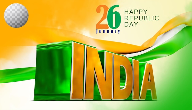 3d render indian republic day concept with transparent background