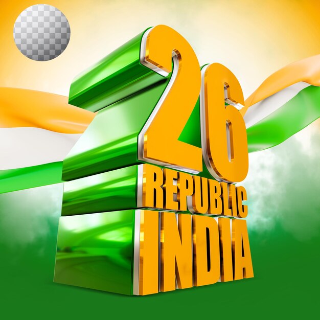 3d render indian republic day concept with transparent background