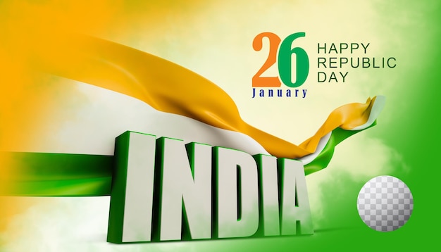 3D Render Indian Republic Day Concept with transparent Background