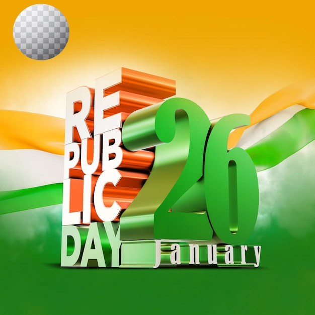 3d render indian republic day concept with transparent background