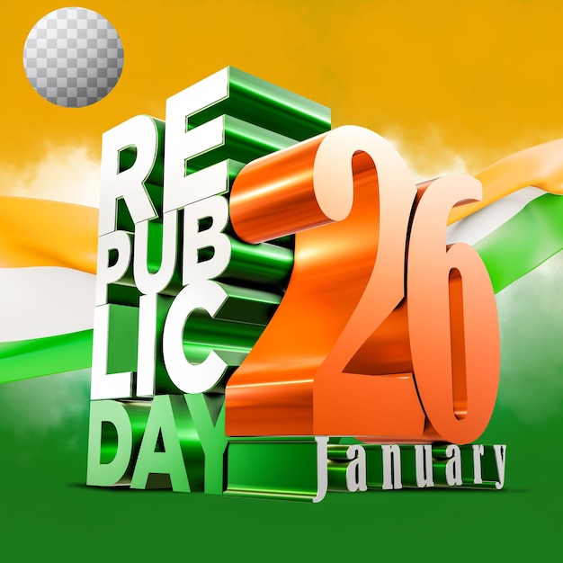 3d render indian republic day concept with transparent background