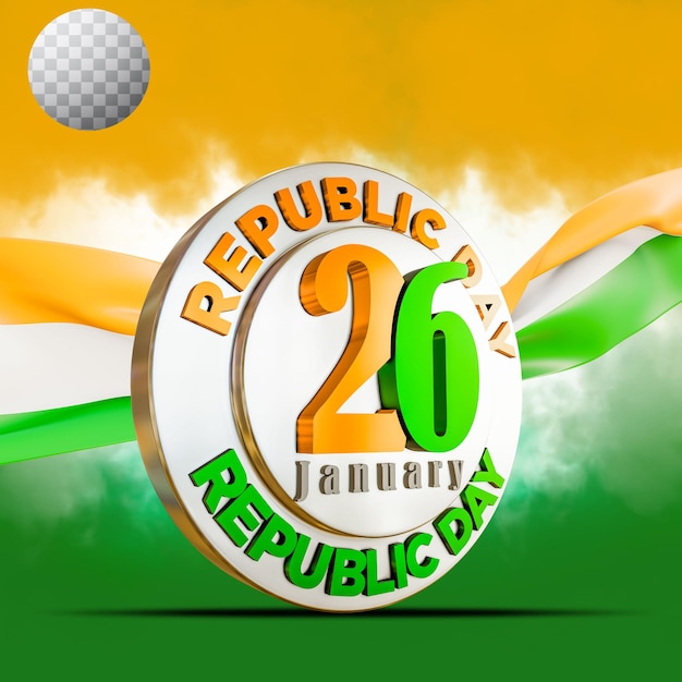 3d render indian republic day concept with transparent background