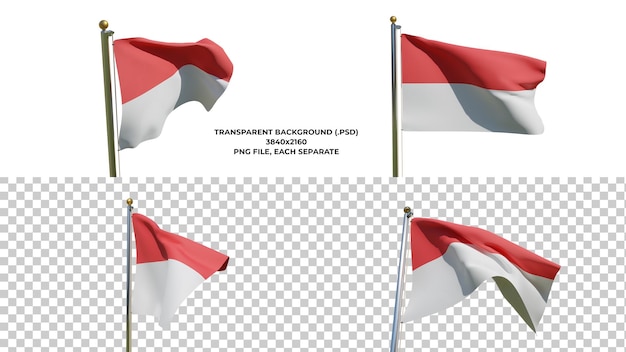 3D Render of Indonesia Flag HighResolution Image Pack