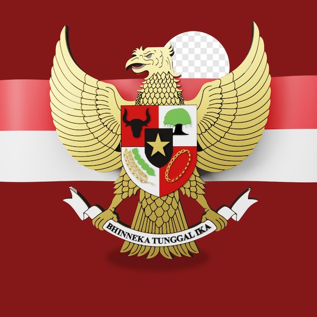 3D Render Indonesia Pancasila With Red Background