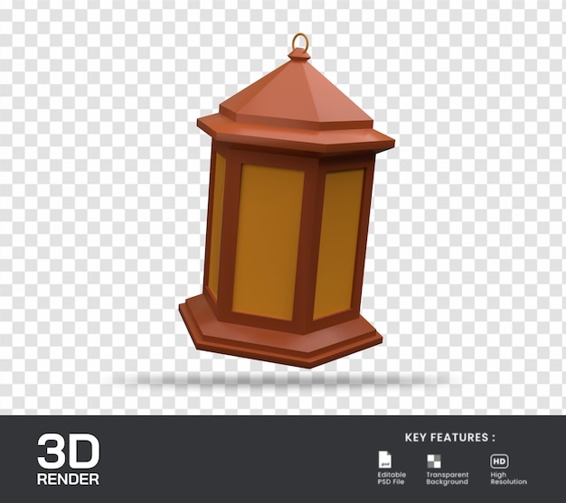 3d render islamic lantern illustration isolated