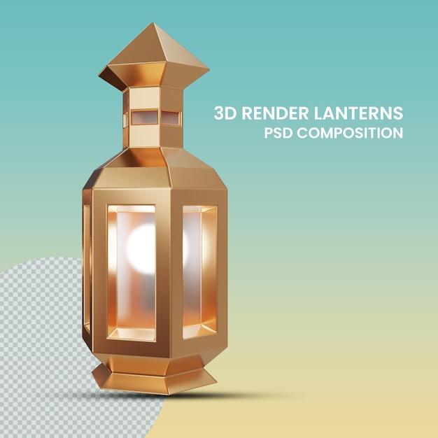 3d render Islamic lanterns transparent photo front view