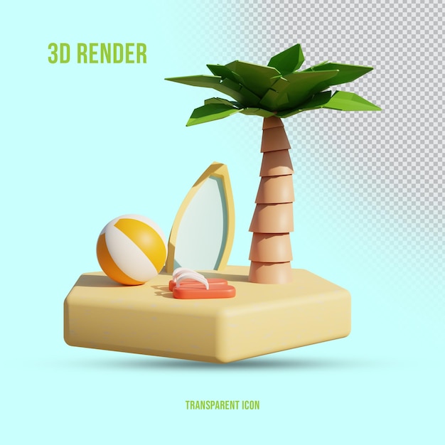 3d render isolated summer sports set icon front view