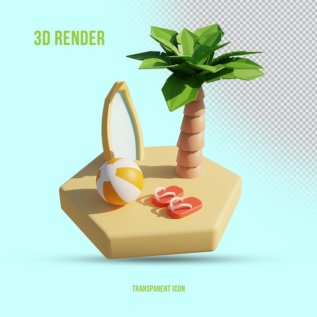 3d render isolated summer sports set icon