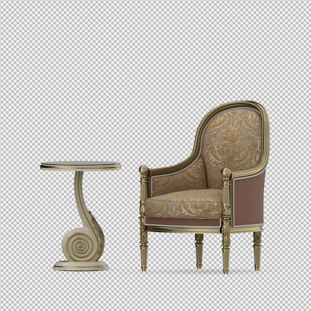  3d render of isometric armchair