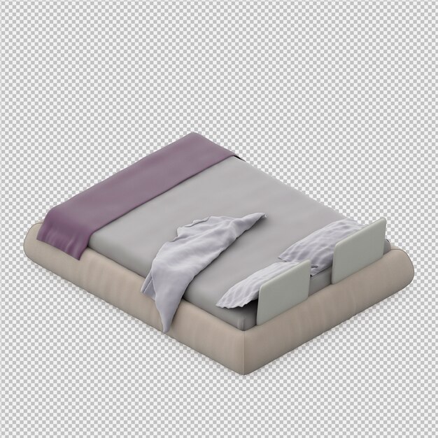 3d render of isometric bed