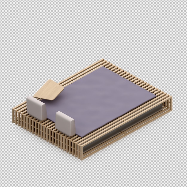 PSD 3d render of isometric bed