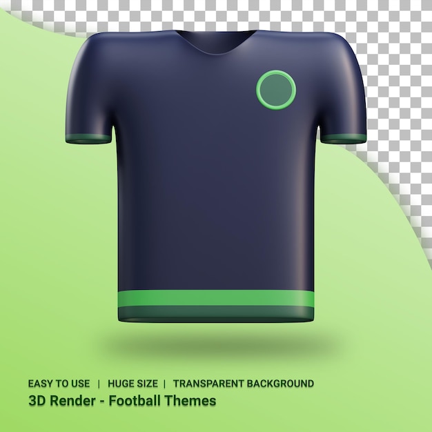 3d render jersey number illustration with transparent background