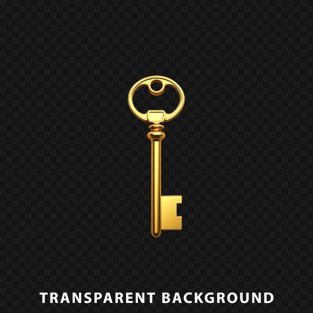 3D Render key isolated on transparent background