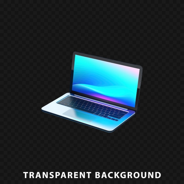 3D Render Laptop isolated on transparent background