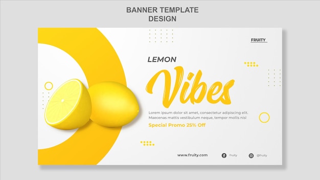 3d render lemon banner template design