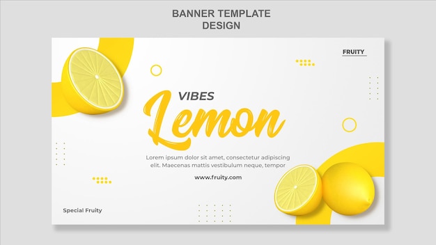 PSD 3d render lemon banner template design