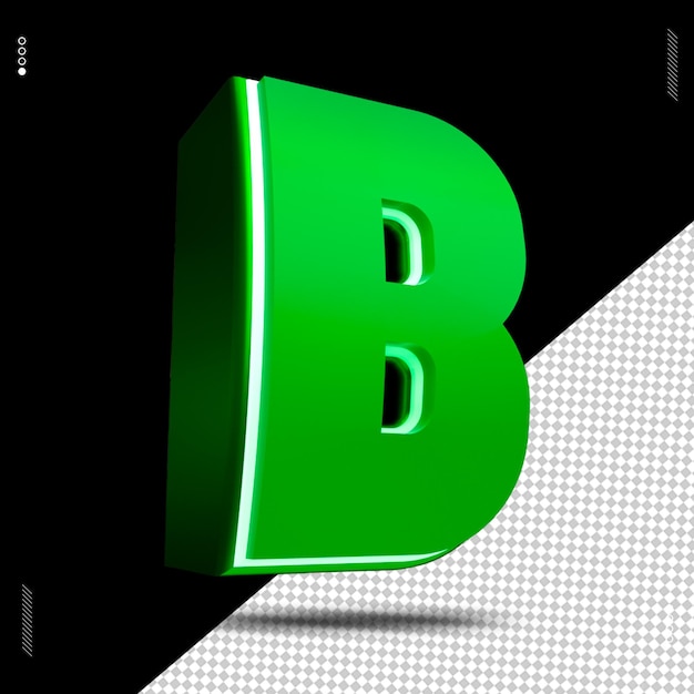 3d render letter b font green