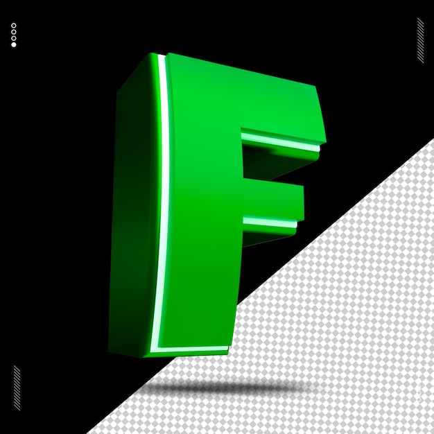 3d render letter f font green