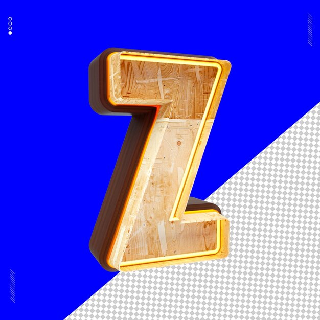 PSD 3d render letter font wood light z