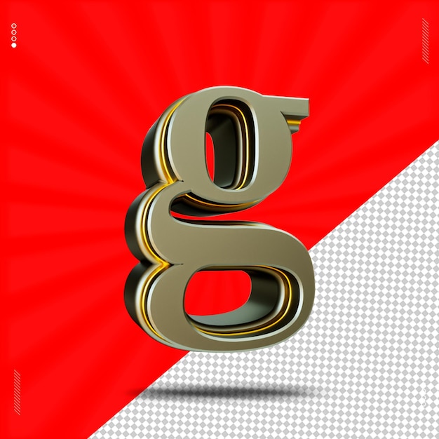 3d render letter g font lowercase steel