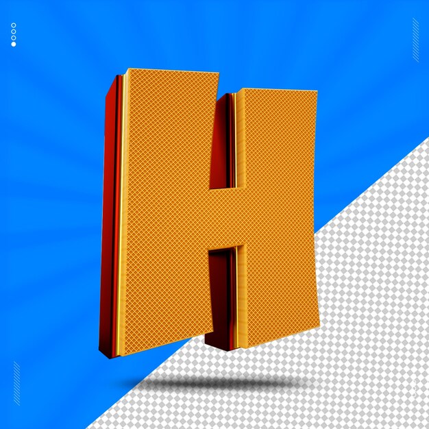 PSD 3d render letter h font wafer