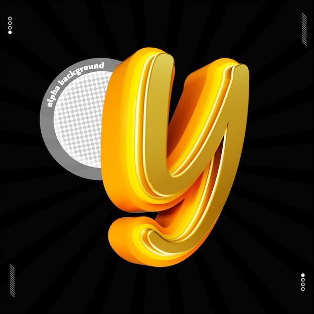 3d render letter y font uppercase yellow