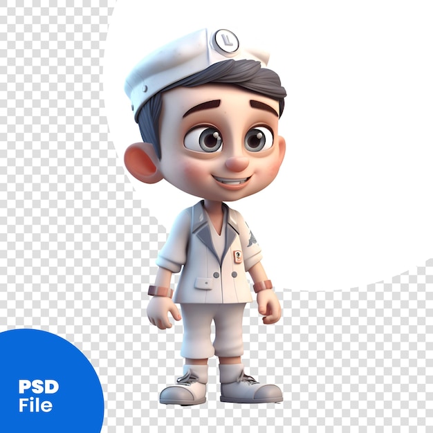 3D Render of Little Doctor with stethoscope and white background PSD template