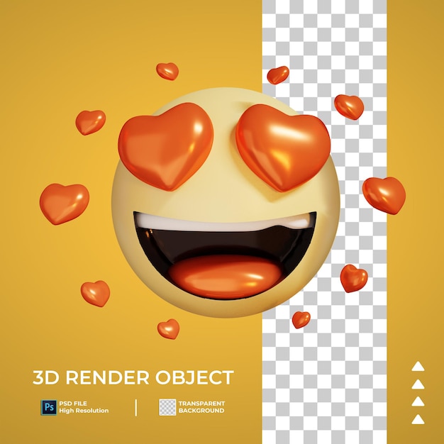 3D render of love emoticon icon