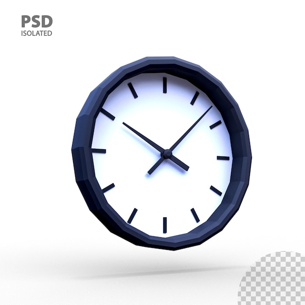 3d render low poly clock 4k resolution