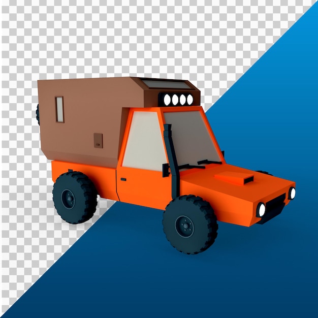 3d render low poly truck car Drifter 4k resolution