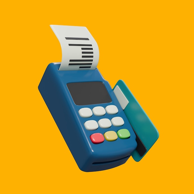 PSD 3d render machine payment terminal