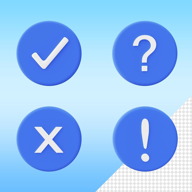 3d render mark question correct signs icons template for UI UX web mobile apps social media designs