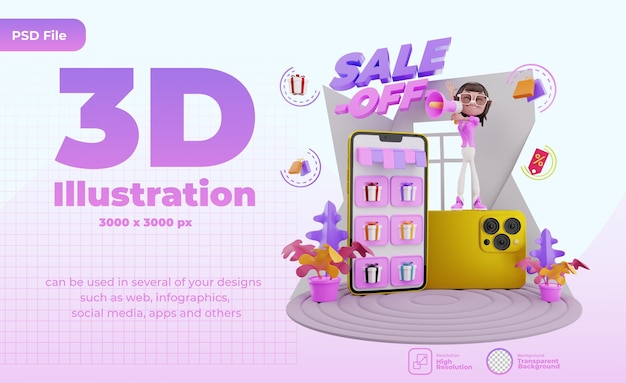 3d render marketing promotion ilustration