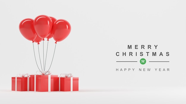 3d render merry christmas ballon happy new year