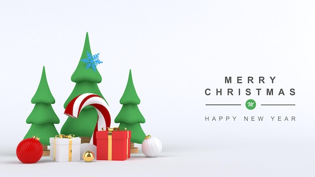 3d render Merry christmas and happy new year