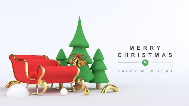 3d render merry christmas and happy new year