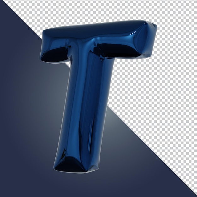 3d render of metallic blue alphabet letter isolated