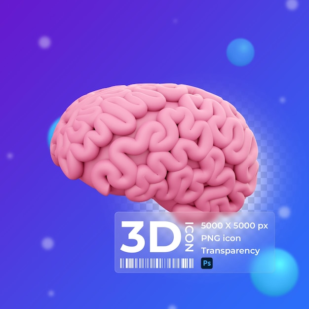 3d render minimal pink brain thinking comic speech bubble 3d rendering brain cartoon icon