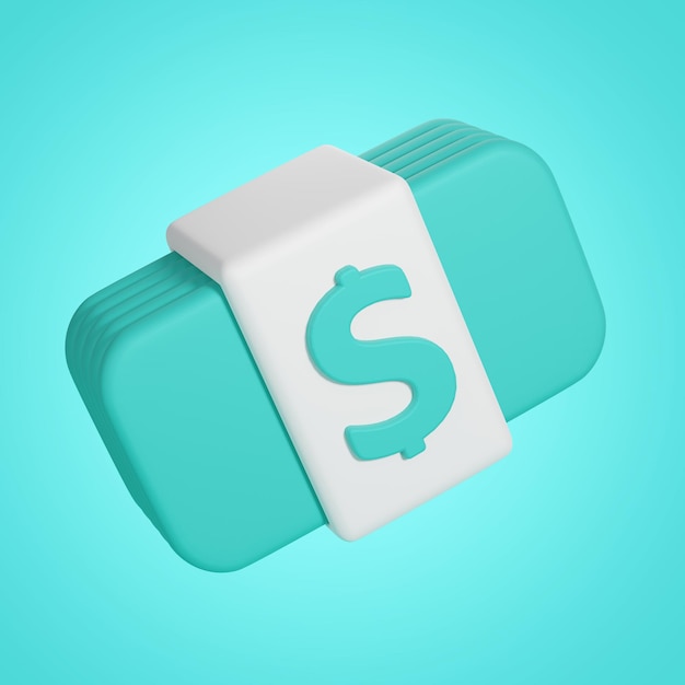 3D render money dollar cash icon isolatedmoney saving concept